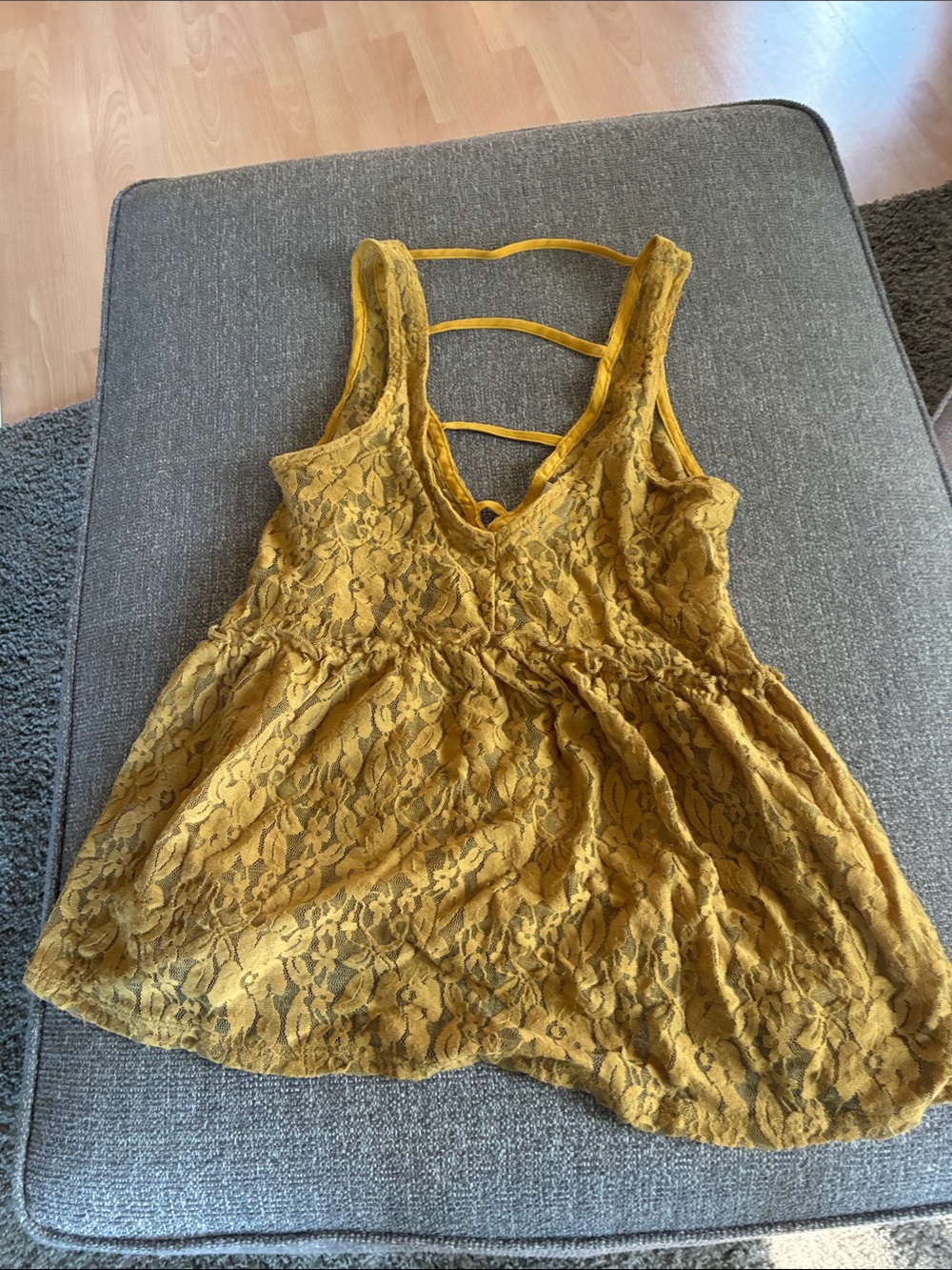 h.i.p. Mustard Lace V-Neck Strappy Back Tank
